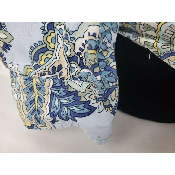 Charter Club Button Front Shirt Womens Size 4P Blue Paisley Boho Long Sleeve - Picture 5 of 7